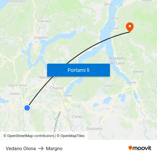 Vedano Olona to Margno map