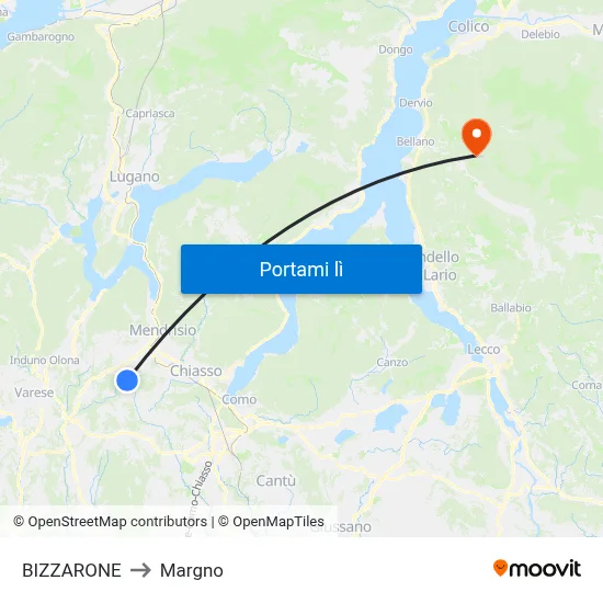 BIZZARONE to Margno map