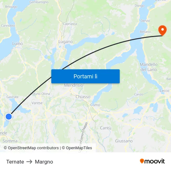 Ternate to Margno map