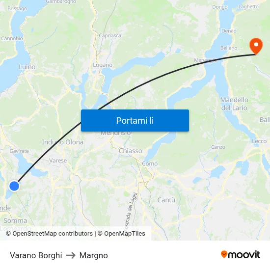 Varano Borghi to Margno map