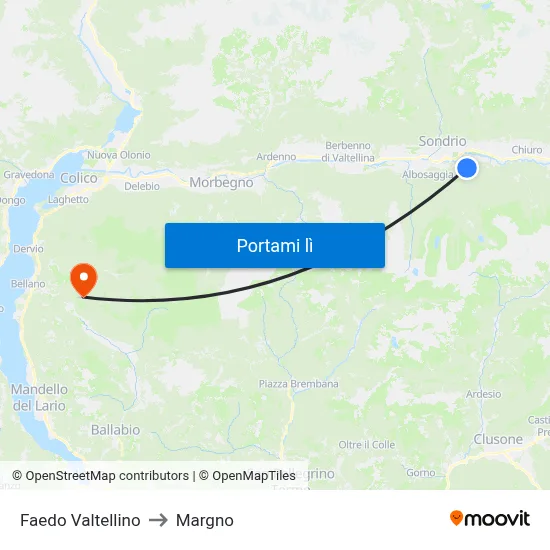 Faedo Valtellino to Margno map