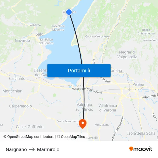 Gargnano to Marmirolo map