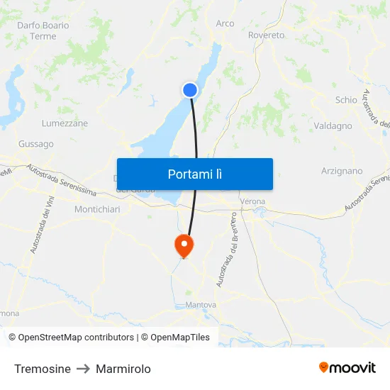Tremosine to Marmirolo map