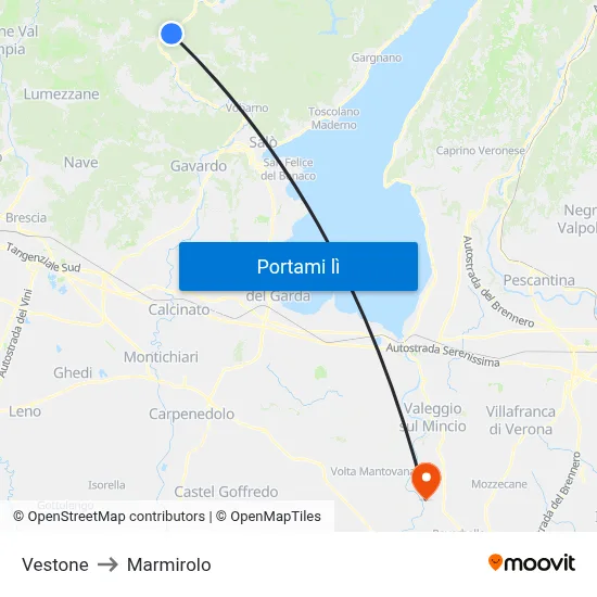 Vestone to Marmirolo map