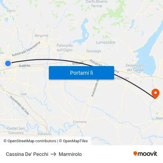 Cassina De' Pecchi to Marmirolo map