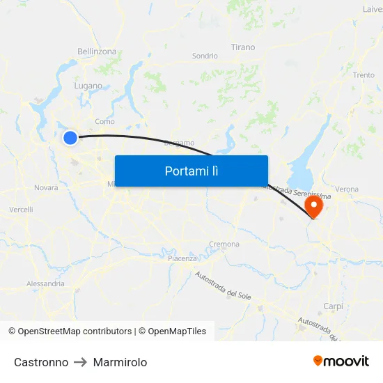 Castronno to Marmirolo map