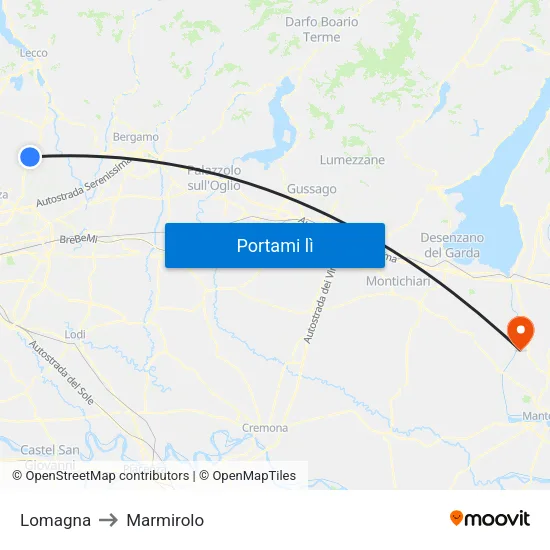 Lomagna to Marmirolo map