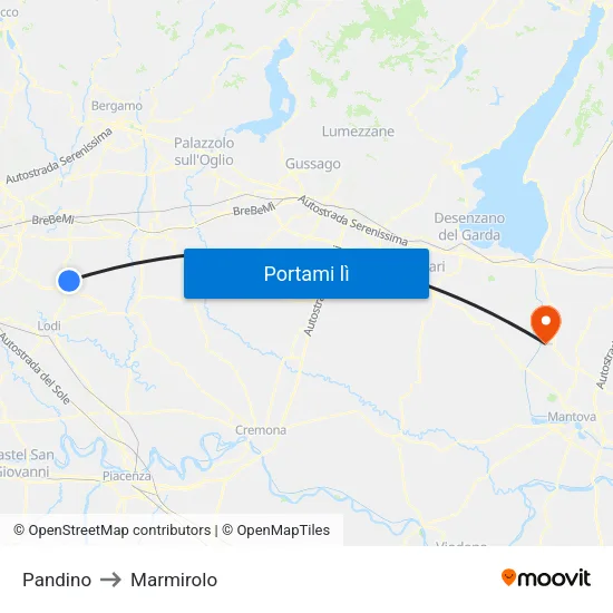 Pandino to Marmirolo map