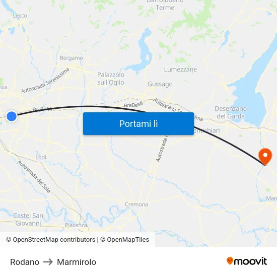 Rodano to Marmirolo map