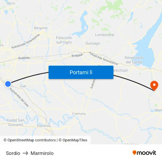 Sordio to Marmirolo map
