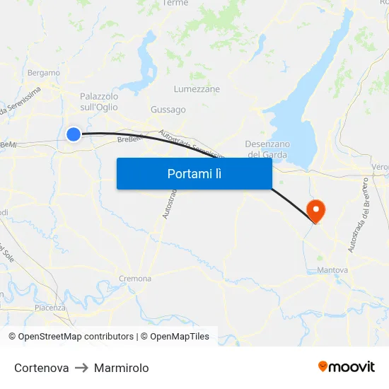 Cortenova to Marmirolo map