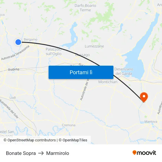 Bonate Sopra to Marmirolo map