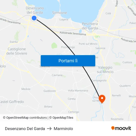 Desenzano Del Garda to Marmirolo map