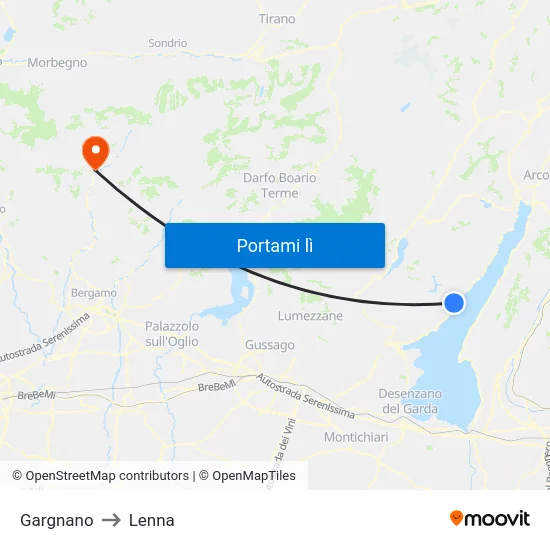 Gargnano to Lenna map