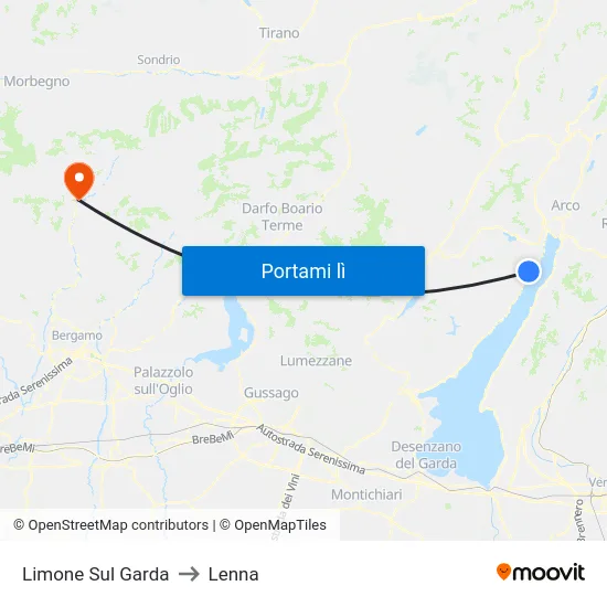 Limone Sul Garda to Lenna map