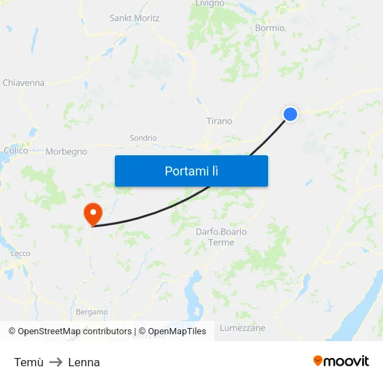 Temù to Lenna map