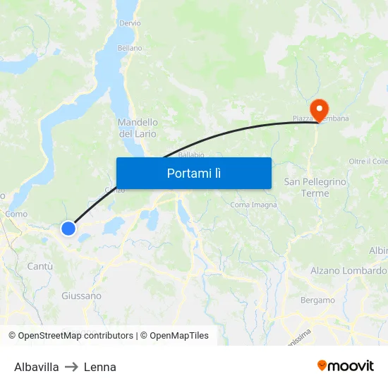 Albavilla to Lenna map