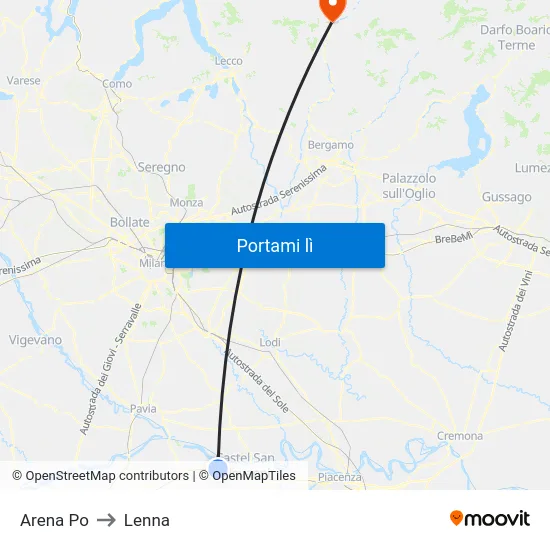 Arena Po to Lenna map