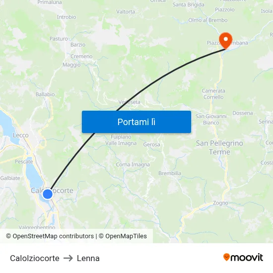 Calolziocorte to Lenna map