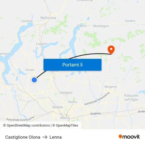 Castiglione Olona to Lenna map