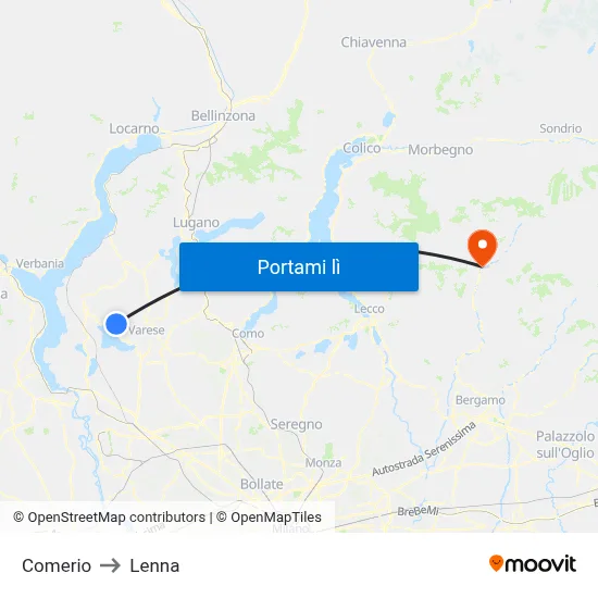 Comerio to Lenna map