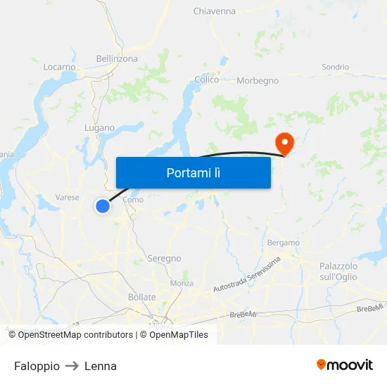 Faloppio to Lenna map