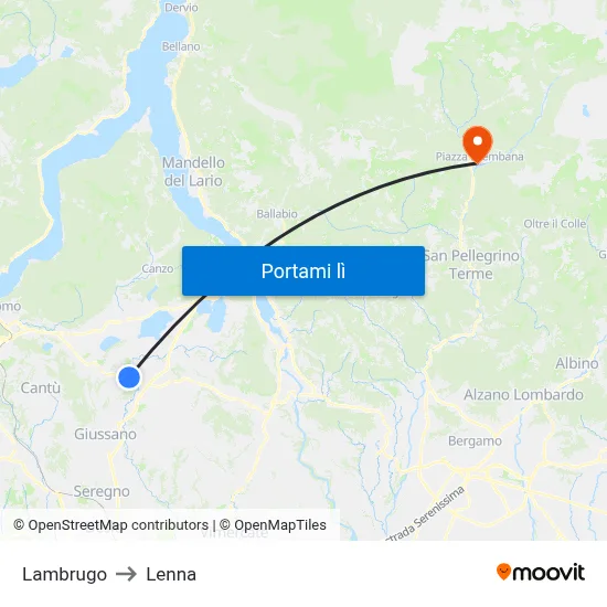 Lambrugo to Lenna map