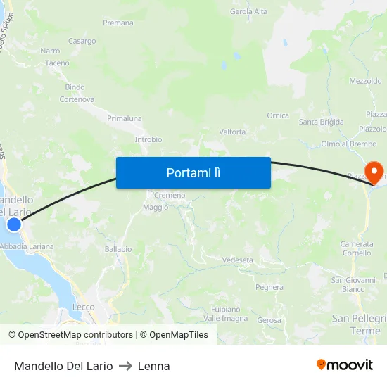 Mandello Del Lario to Lenna map