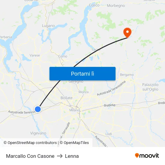 Marcallo Con Casone to Lenna map