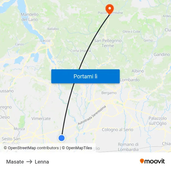 Masate to Lenna map