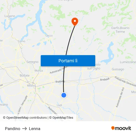 Pandino to Lenna map