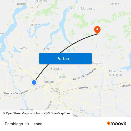 Parabiago to Lenna map