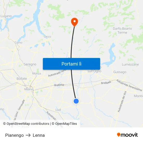Pianengo to Lenna map