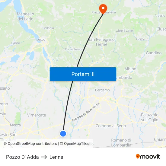 Pozzo D' Adda to Lenna map