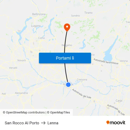San Rocco Al Porto to Lenna map