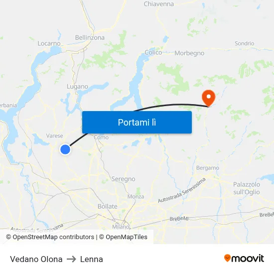 Vedano Olona to Lenna map