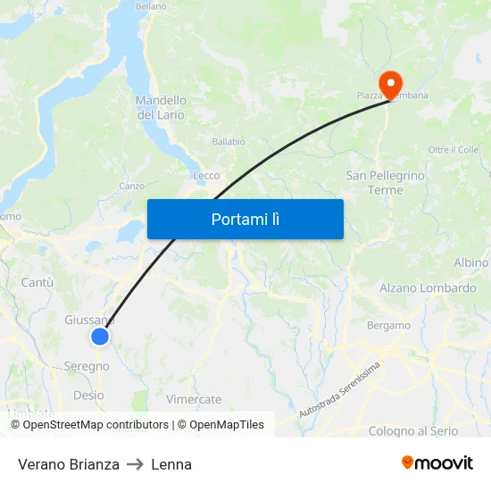 Verano Brianza to Lenna map