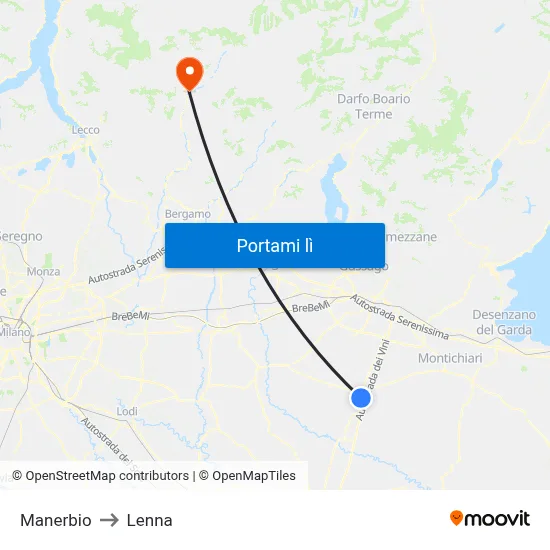 Manerbio to Lenna map