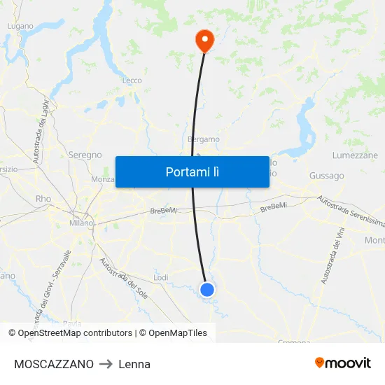 MOSCAZZANO to Lenna map