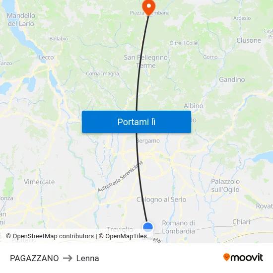 PAGAZZANO to Lenna map