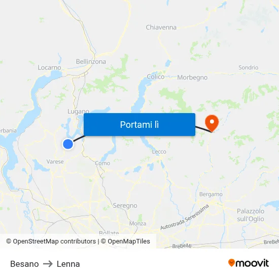 Besano to Lenna map