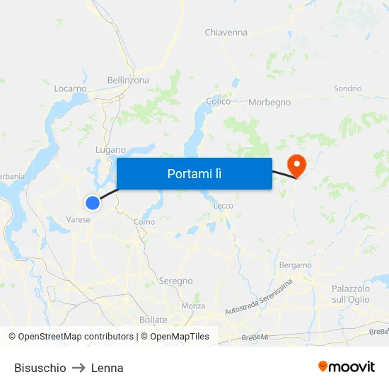 Bisuschio to Lenna map