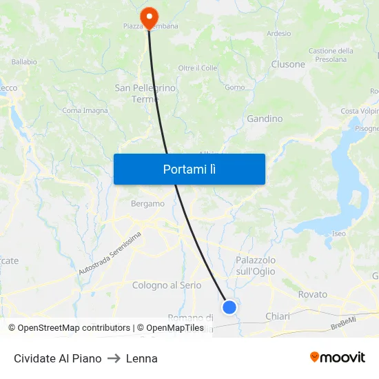 Cividate Al Piano to Lenna map
