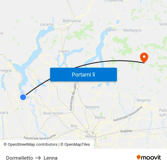 Dormelletto to Lenna map