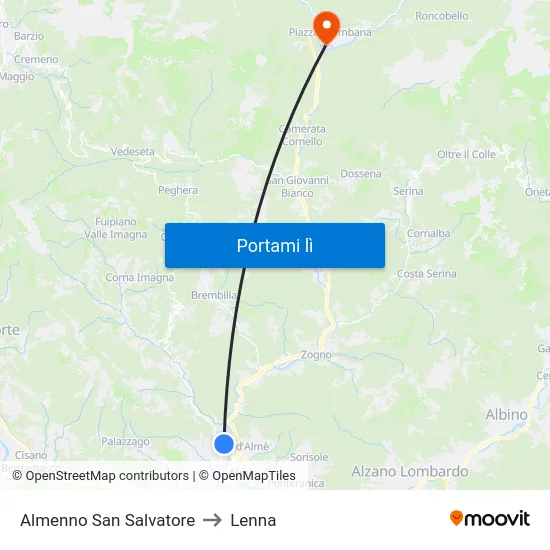 Almenno San Salvatore to Lenna map