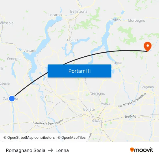 Romagnano Sesia to Lenna map