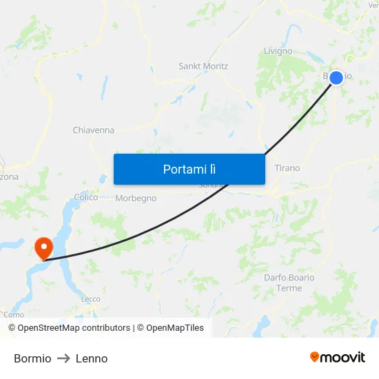 Bormio to Lenno map