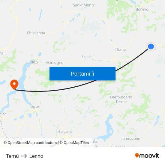 Temù to Lenno map