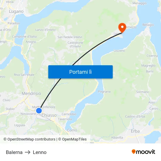 Balerna to Lenno map
