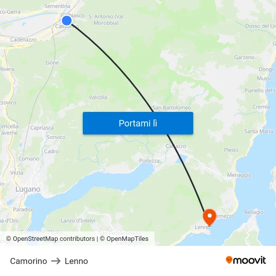 Camorino to Lenno map
